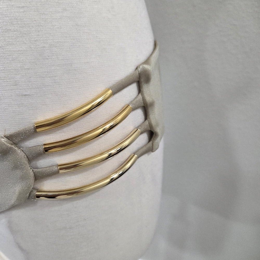 Gold Ruched High-Waisted Bikini Set - Picture 6 of 10